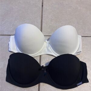 Nautica Women's Strapless Bra Set - Black and White